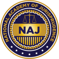 Logo of the National Academy of Jurisprudence featuring scales of justice above the acronym NAJ, surrounded by stars and a circular border.