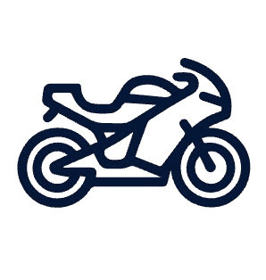 Outline of a motorcycle, featuring a simplified design with visible wheels and handlebars, against a transparent background.